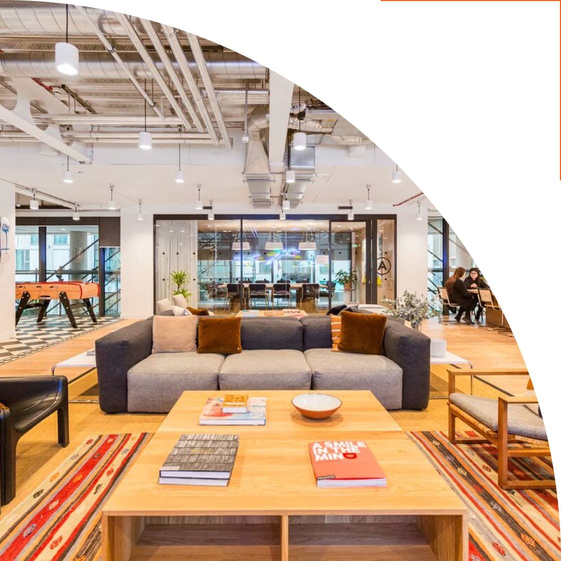 Quadrant Workspace open plan breakout space with kitchen and games room