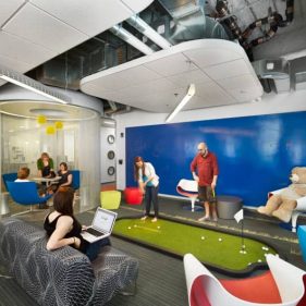 Breakout space with mini golf course