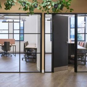 Bright meeting rooms with greenery