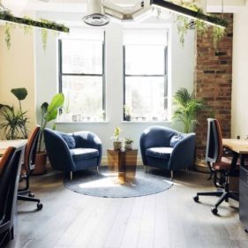 Cozy corner office lounge area